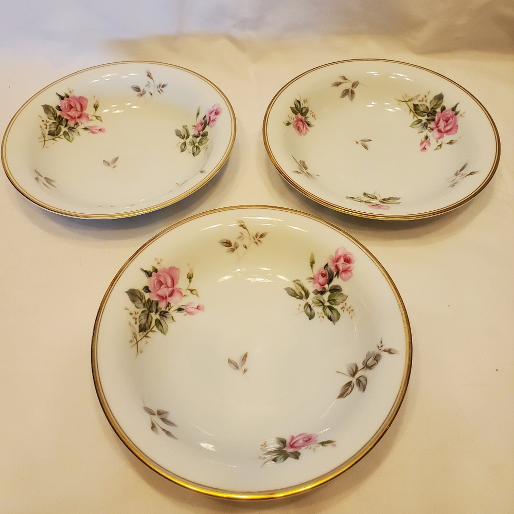 Noritake Fine China Vintage Rosa 5460 Soup Salad Bowl, Set of 3